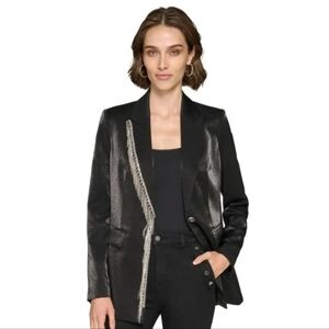 NWT Karl Lagerfeld Rhinestone Embellished Metallic Blazer - Size 4
